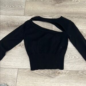 Black Asymmetrical Cutout Sweater